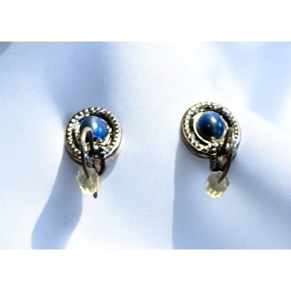 Liz Claiborne Silver-Tone Earrings With Blue Stone For Pierced Ears - Picture 3 of 14